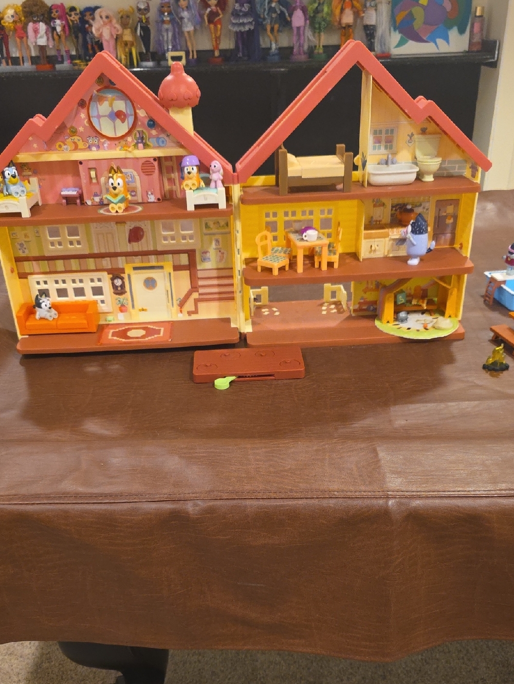 Fold-Out Play House Dollhouse Toy - Pink and Yellow